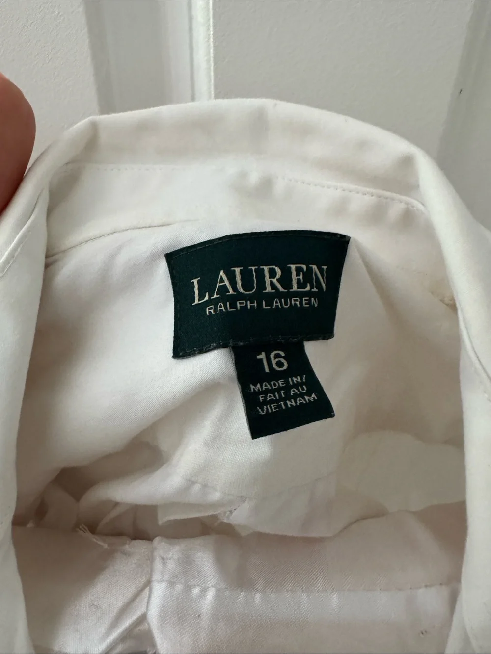 Ralph Lauren White Button-Down Shirt with Navy Logo